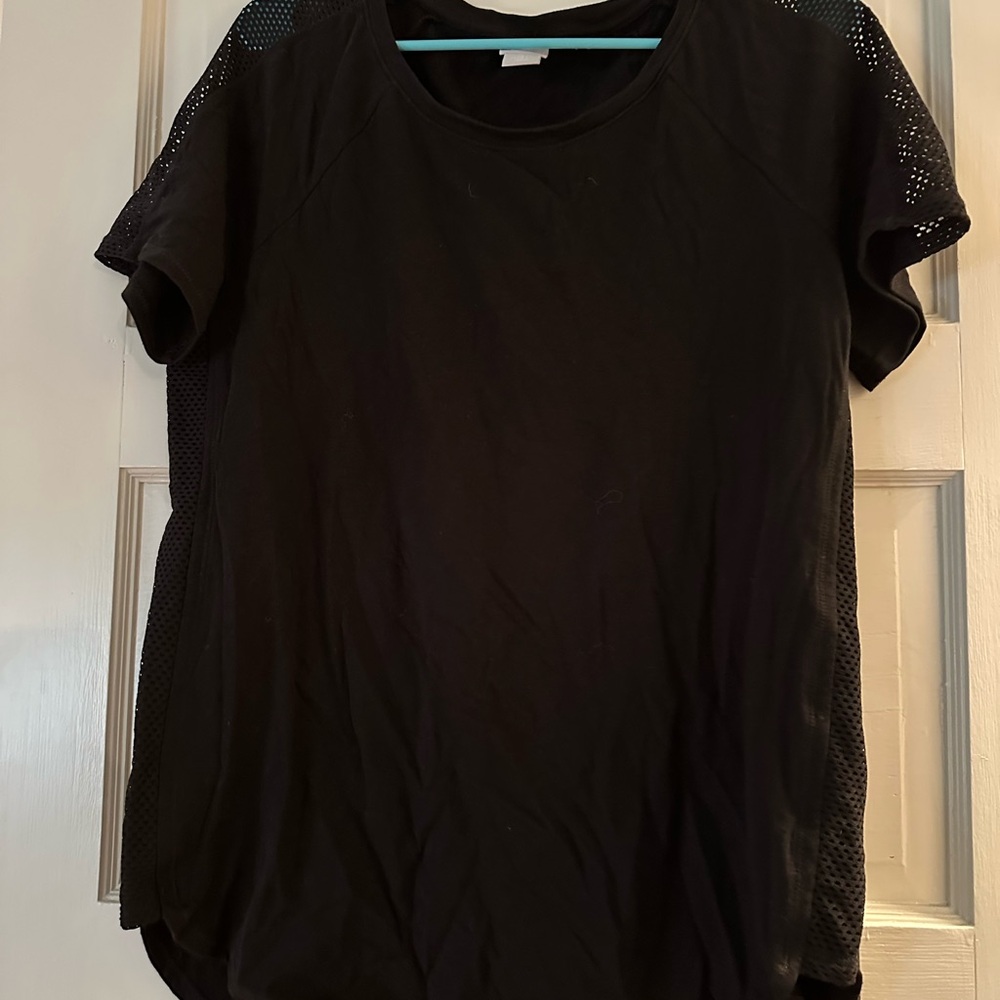 Women's Black Mesh Sleeve Top